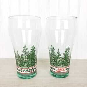 Vintage Coca-Cola Libby Pine Tree Design Drinking Glasses